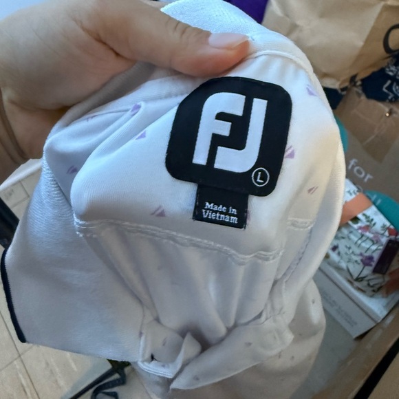 FootJoy Purple Triangle Patterned White Golf Polo - Picture 3 of 6